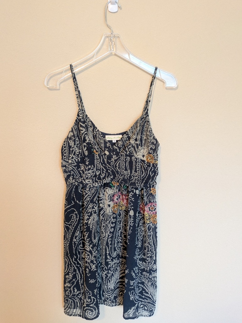 Anthropologie Staring at Stars Blue Paisley Spaghetti Strap Dress